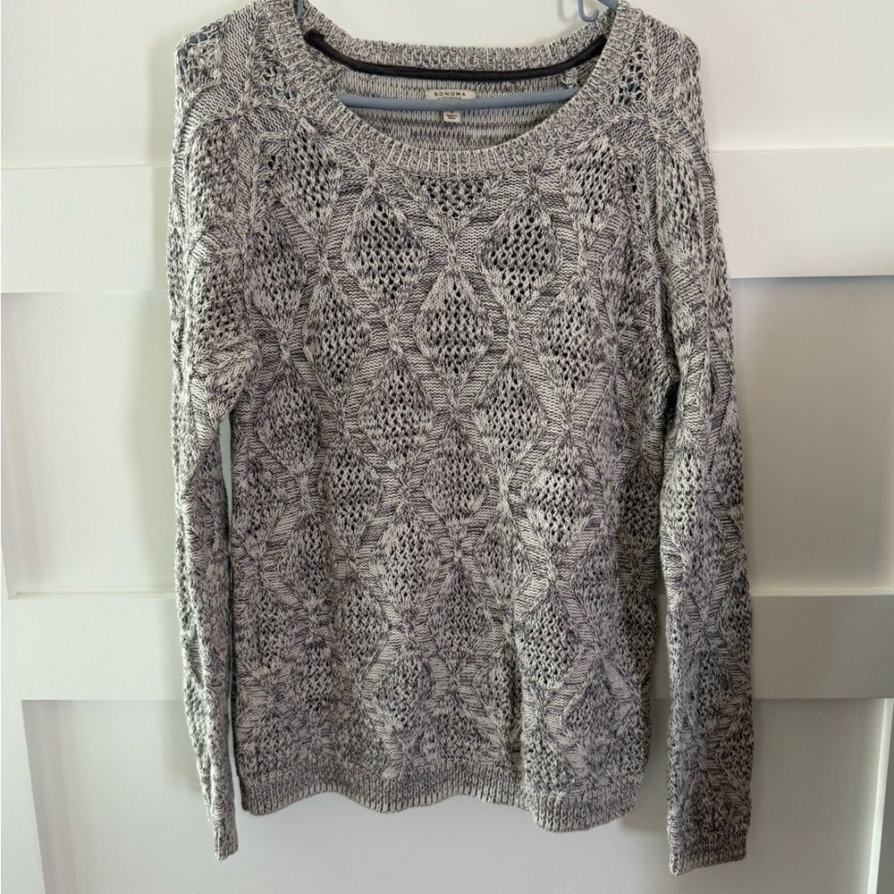 Vintage Sonoma Gray Patterned Knit Sweater size Large